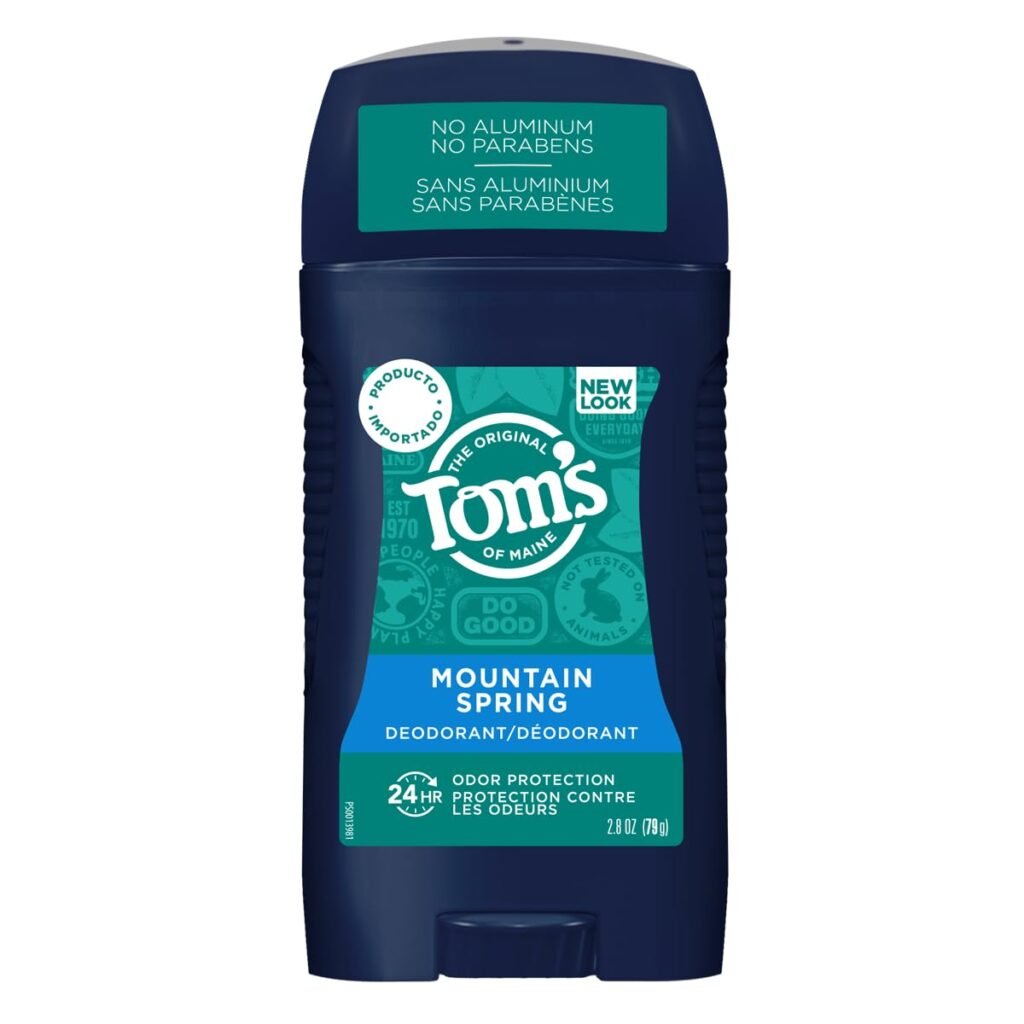 Tom’s of Maine Long-Lasting Aluminum-Free Natural Deodorant for Men, Mountain Spring, 2.8 oz. (Packaging May Vary)