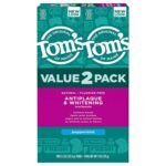 Tom’s of Maine Fluoride-Free Antiplaque & Whitening Natural Toothpaste, Peppermint, 5.5 oz. (Pack of 2)
