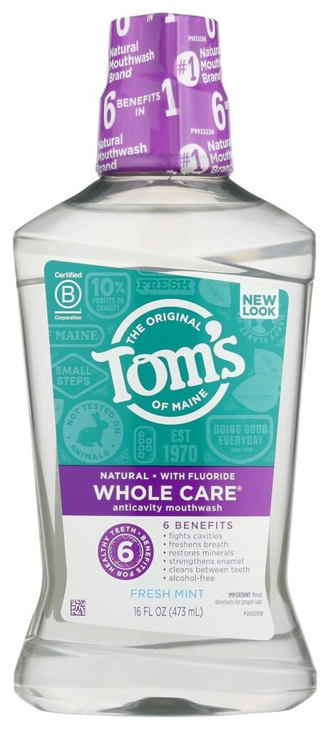 Tom’s of Maine, Whole Care Natural Mouthwash – Fresh Mint, 16 Ounce