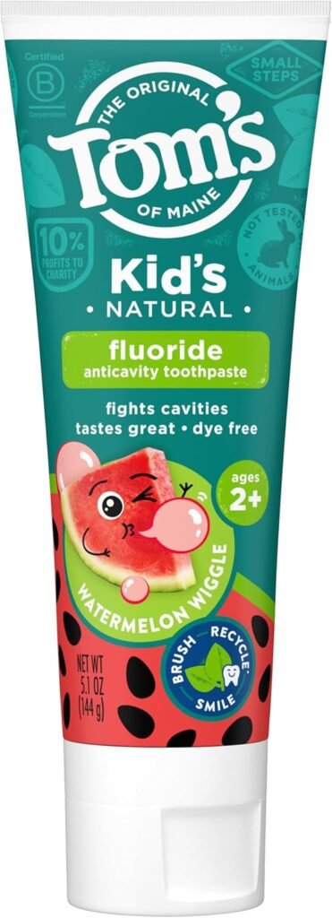 Tom’s of Maine Natural Children’s Fluoride Toothpaste, Watermelon, 5.1 oz