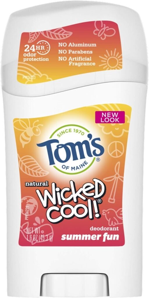 Tom’s of Maine Aluminum-Free Wicked Cool! Natural Deodorant for Kids, Summer Fun, 1.6 oz.