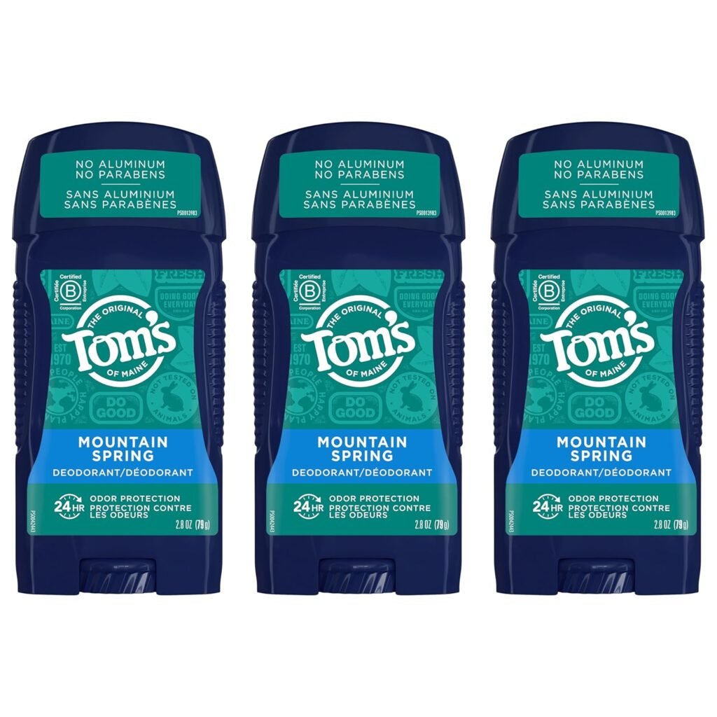 Tom’s of Maine Long-Lasting Aluminum-Free Natural Deodorant for Men, Mountain Spring, 2.8 oz. 3-Pack (Packaging May Vary)