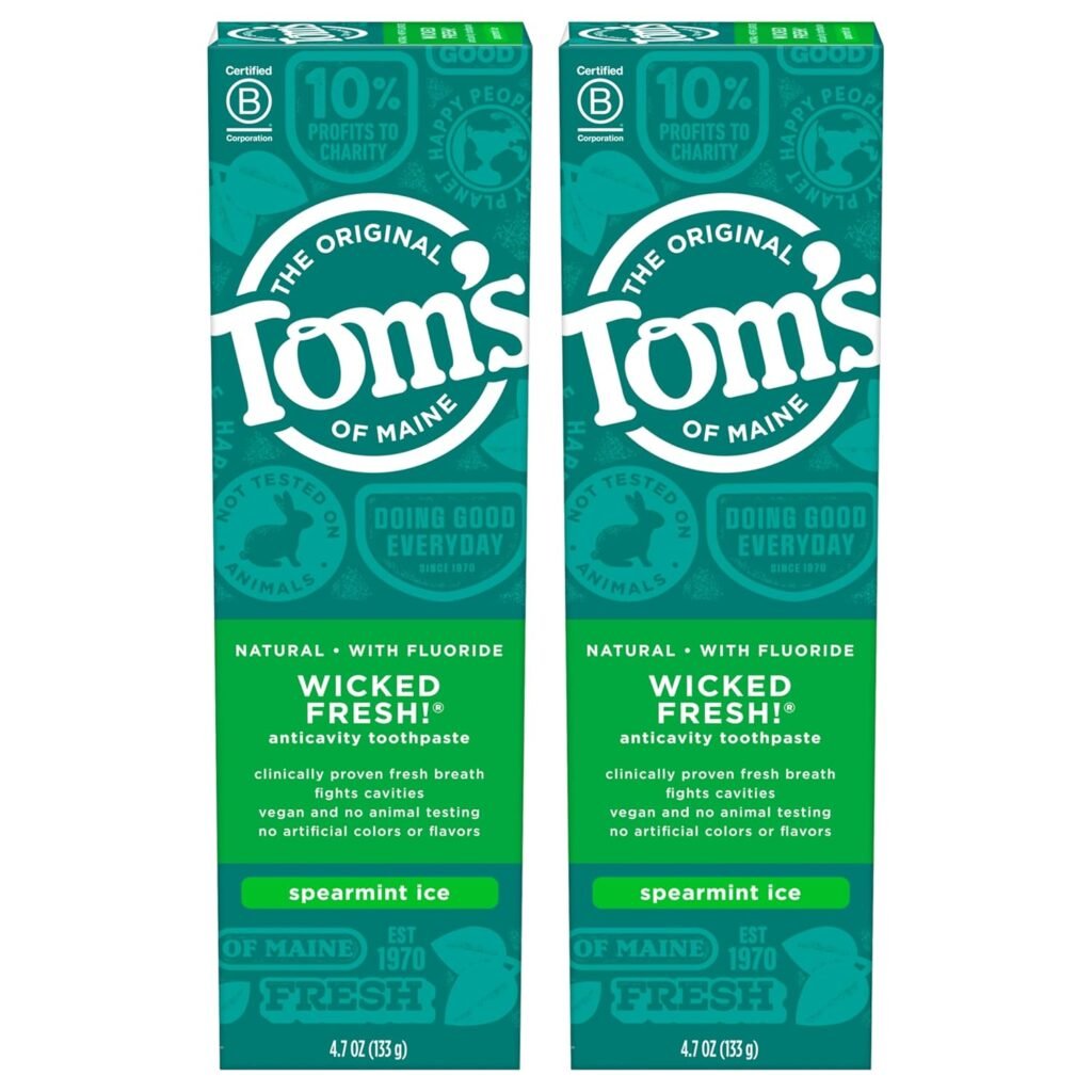 Tom’s of Maine Natural Wicked Fresh! Fluoride Toothpaste, Spearmint, 4.7 oz. 2-Pack