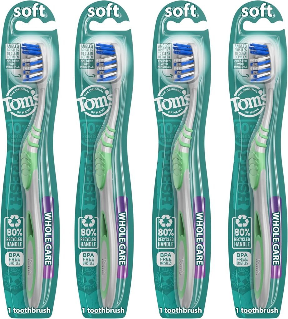 Tom’s of Maine Whole Care Toothbrush, Soft, 4-Pack
