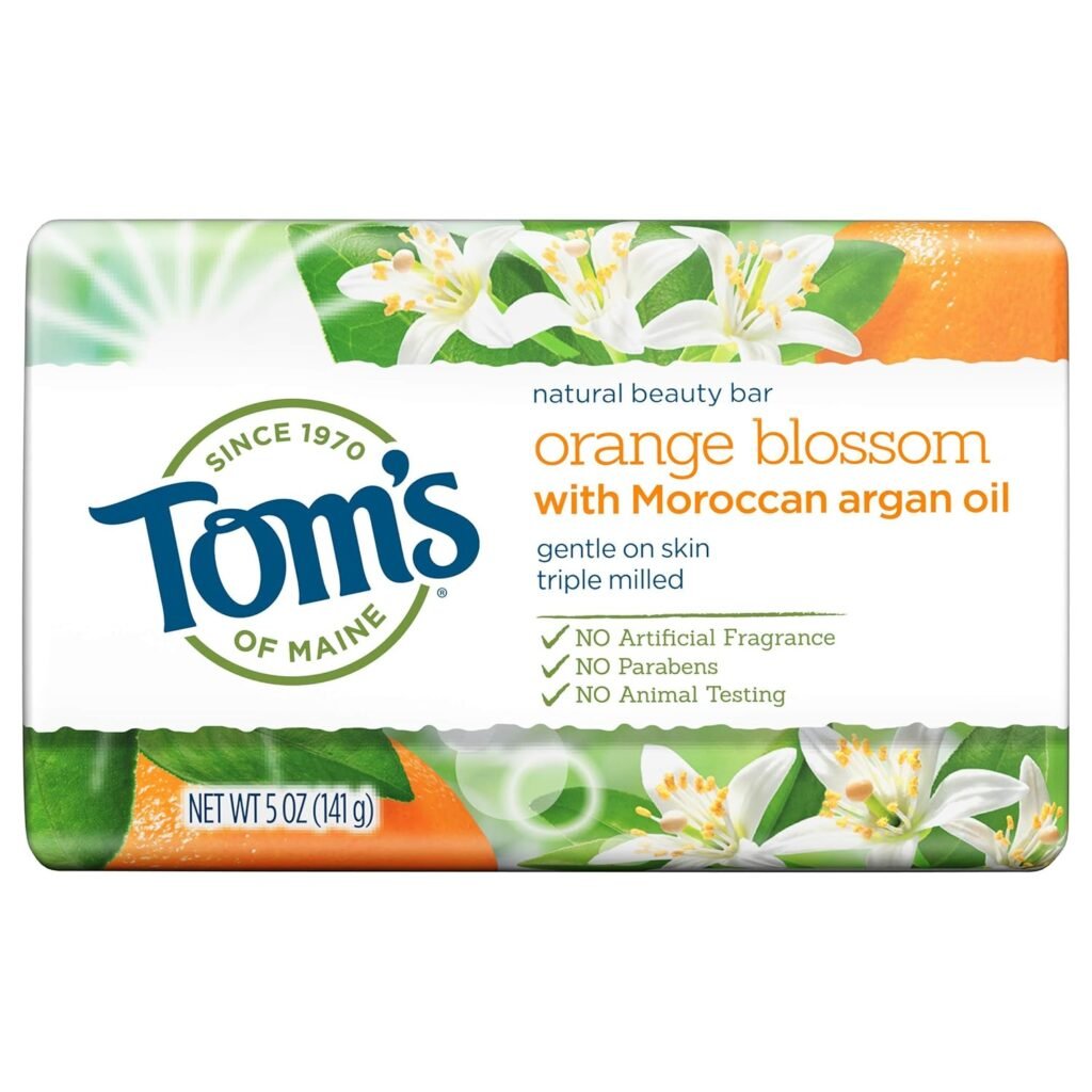 Tom’s of Maine Natural Beauty Bar, Bar Soap, Natural Soap, Orange Blossom with Moroccan Argan Oil, 5 Ounce