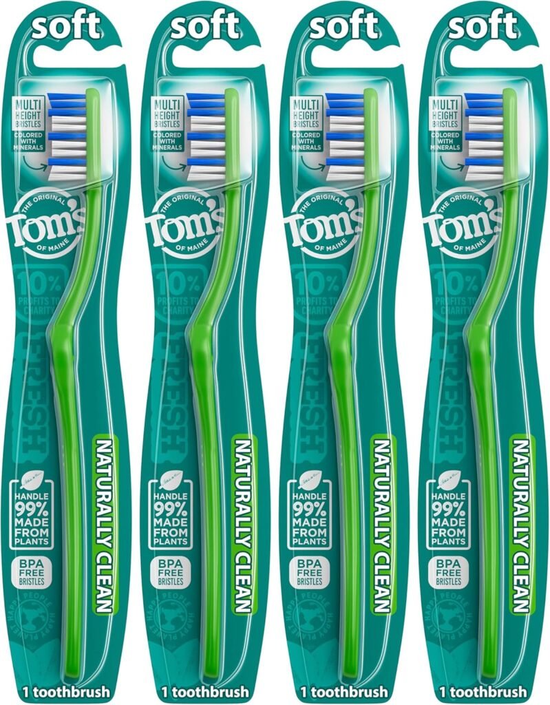 Tom’s of Maine Naturally Clean Toothbrush, Soft, 4-Pack