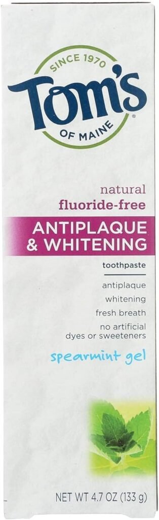 Fluoride-Free Antiplaque & Whitening Spearmint Natural Toothpaste (Pack of 4)