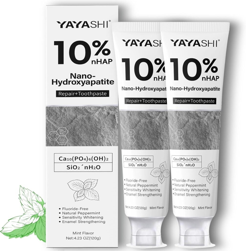 2PCS Hydroxyapatite Toothpastes 10%,Fluoride-Free Toothpaste, Gentle Mint, Fresh Breath, Daily Use for Oral Health 4.23oz (2pcs)